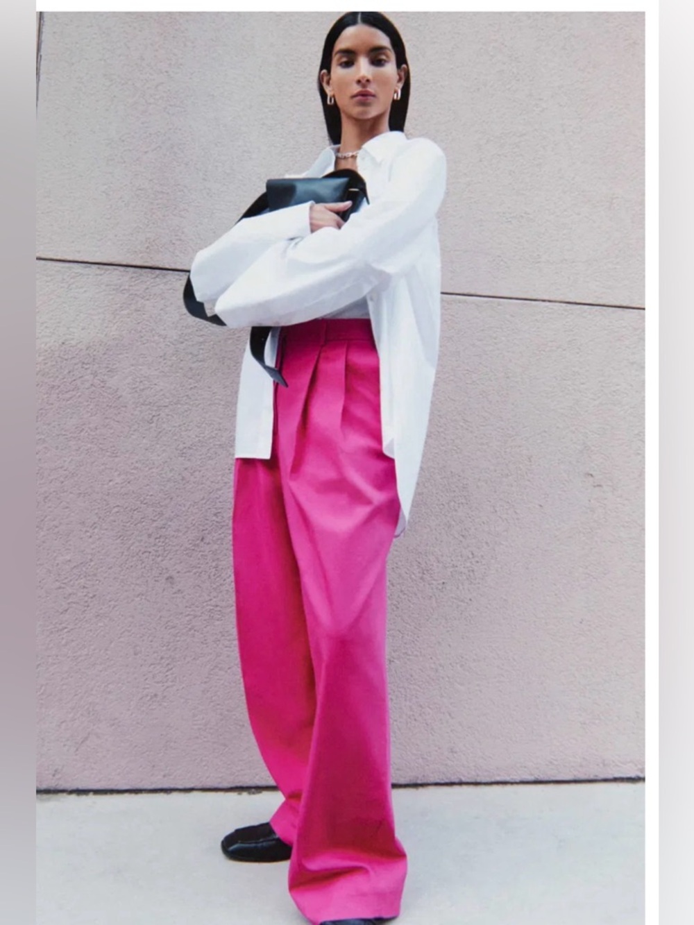 COS Wide-Leg Tailored Trousers in Bright Pink size 10